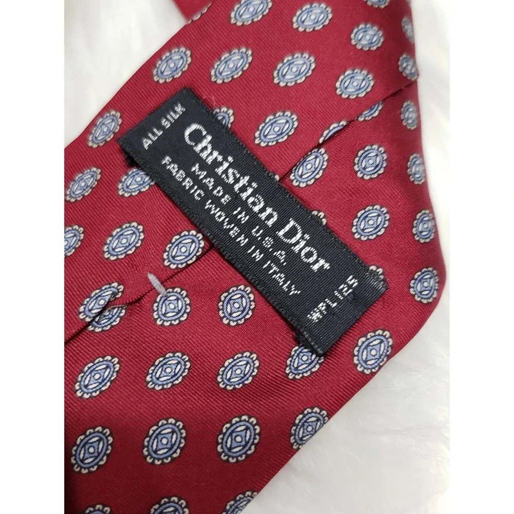 Christian Dior‎ Necktie Silk Made in USA Fabric Woven in Italy Men's